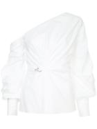 Jonathan Simkhai Pleated Off Shoulder Wrap Shirt - White