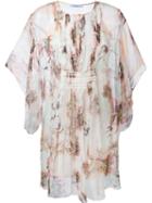 Blumarine Floral Kaftan Dress, Women's, Size: 46, Pink/purple, Silk/spandex/elastane