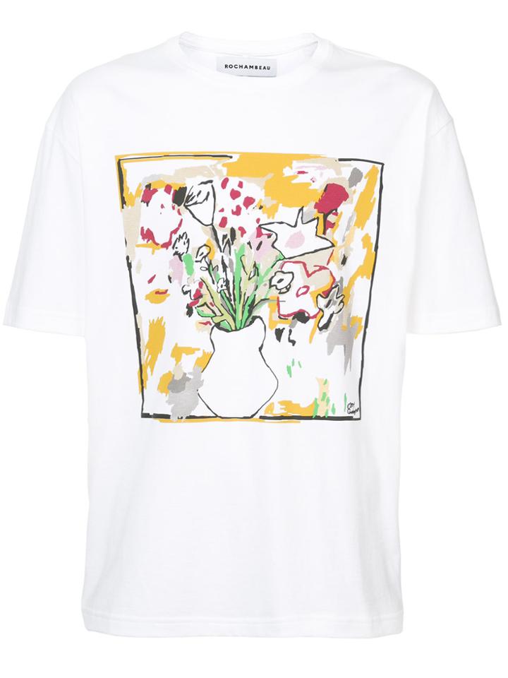 Rochambeau Flower Vase Printed T-shirt - White
