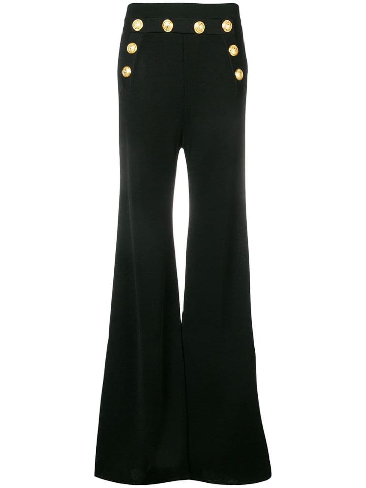 Balmain High-waisted Flared Trousers - Black