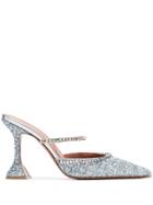 Amina Muaddi Silver Gilda 95 Glitter Mules