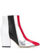 Sergio Rossi 80mm Pointed Colour Block Boots - White