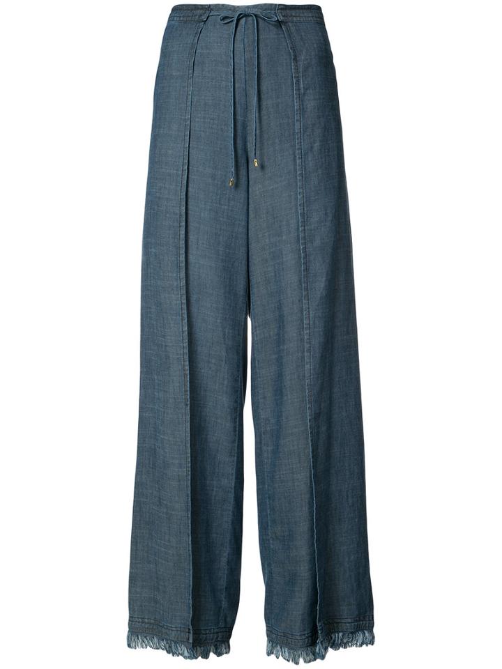 Trina Turk - High-waist Trousers - Women - Linen/flax/lyocell - Xs, Blue, Linen/flax/lyocell