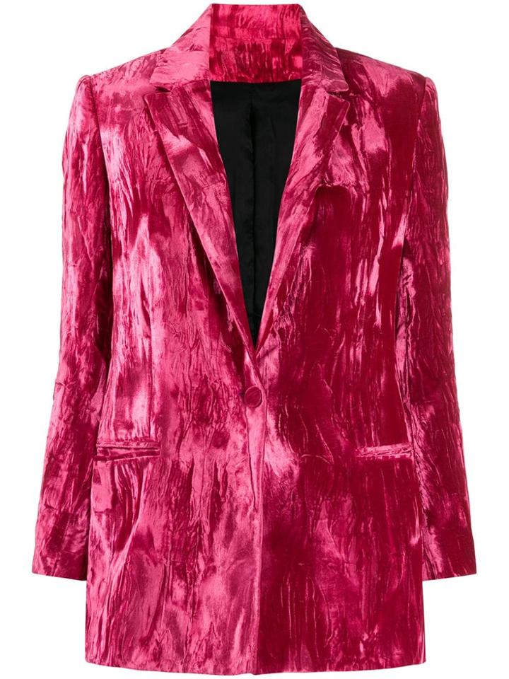 Koché Crushed Velvet Fitted Blazer - Pink