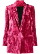 Koché Crushed Velvet Fitted Blazer - Pink
