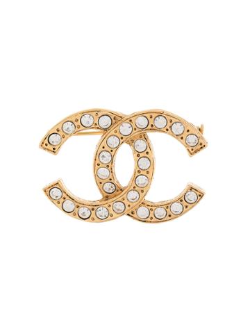 Chanel Vintage Logo Brooch - Metallic