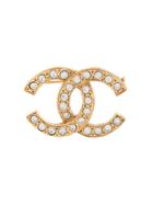 Chanel Vintage Logo Brooch - Metallic
