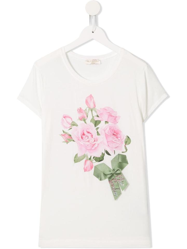 Monnalisa Bouquet Print T-shirt - White