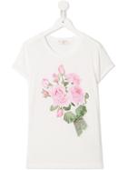 Monnalisa Bouquet Print T-shirt - White