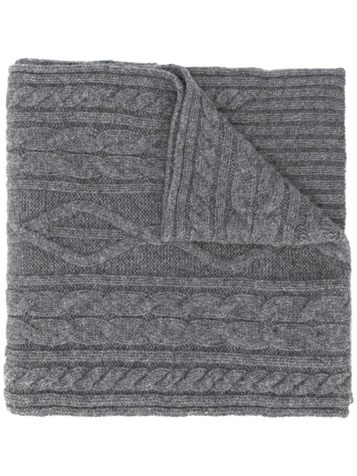 Pringle Of Scotland Cable Knit Scarf - Grey