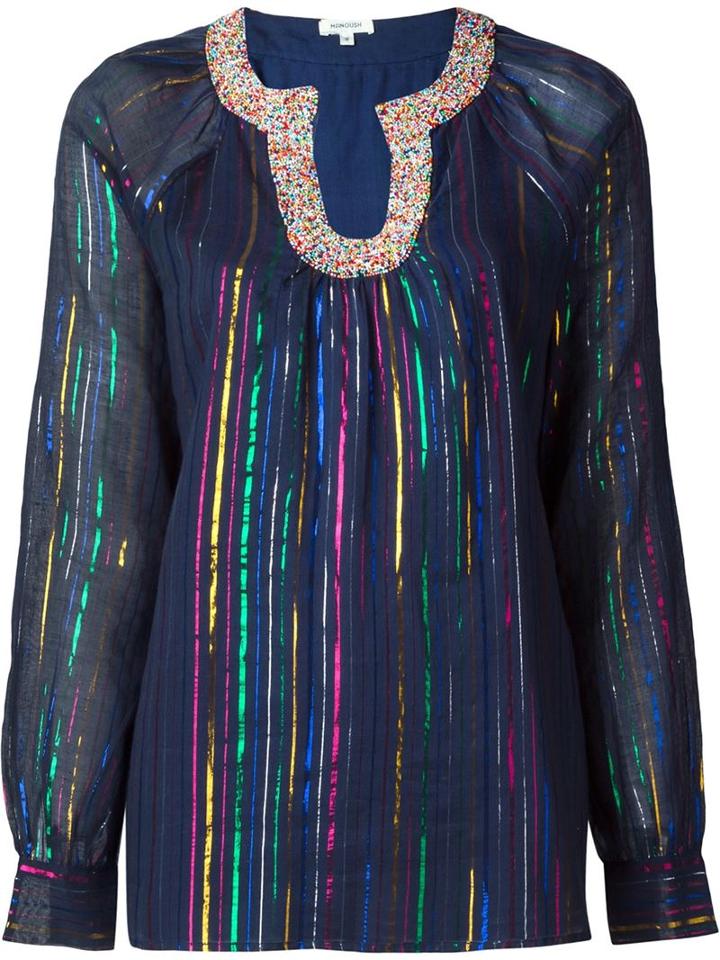 Manoush Embellished Collar Striped Blouse