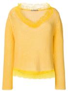 Ermanno Scervino Scalloped Lace Pullover - Yellow & Orange