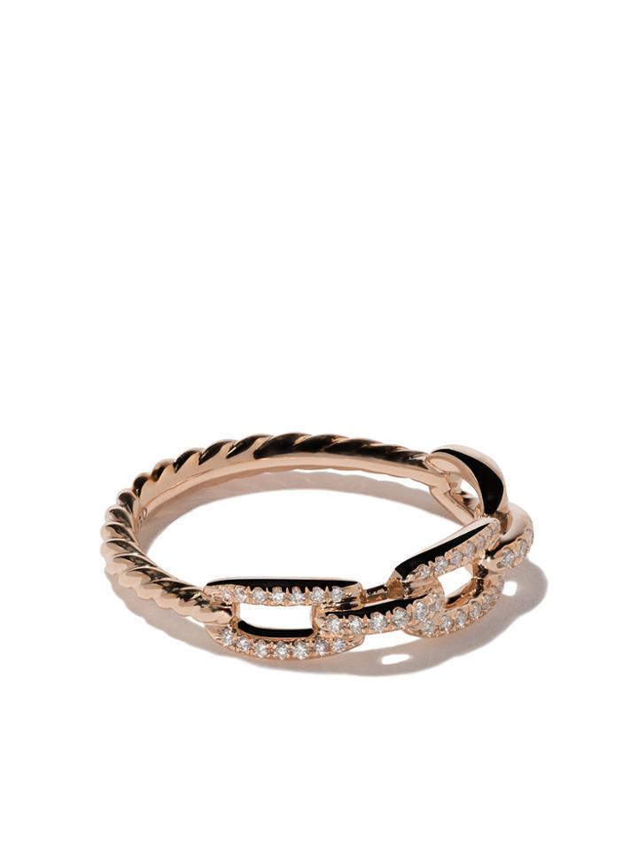 David Yurman 18kt Rose Gold Stax Single Row Pavé Diamond Chain Link