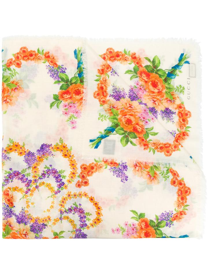 Gucci Floral Print Scarf - Nude & Neutrals