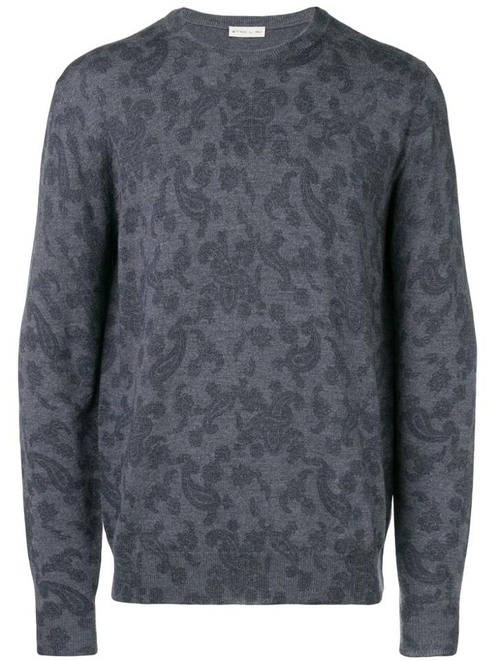 Etro Paisley Print Knitted Sweater - Grey