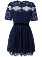 Perseverance London 'lace Cut' Mini Dress, Women's, Size: 12, Blue, Cotton/nylon/polyester/rayon