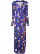 Dvf Diane Von Furstenberg Floral Evening Wrap Dress - Blue