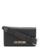 Love Moschino Logo Plaque Cross Body Bag - Black