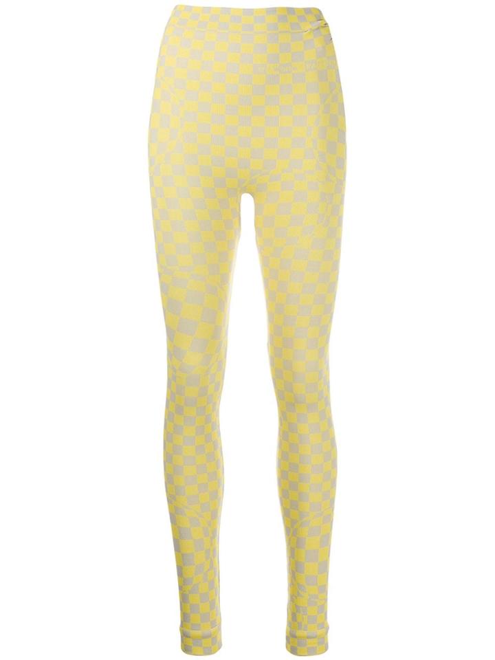 Off-white Checkerboard Leggings - Yellow