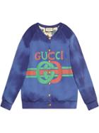 Gucci Cotton Sweatshirt With Gucci Logo - Blue