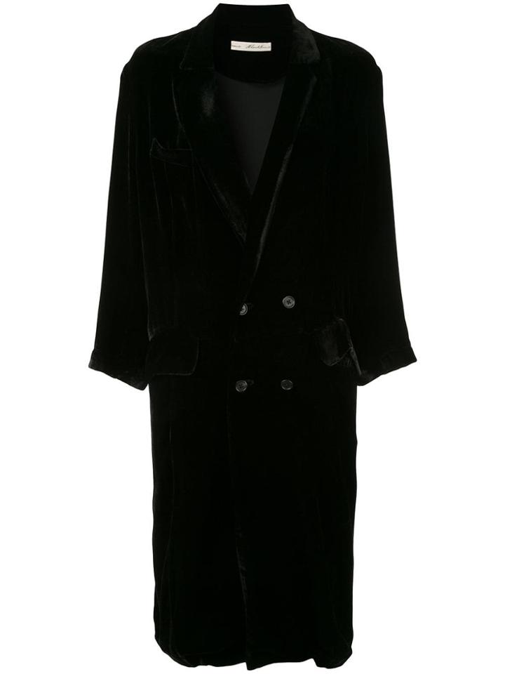 Aleksandr Manamïs Double Breasted Velvet Coat - Black