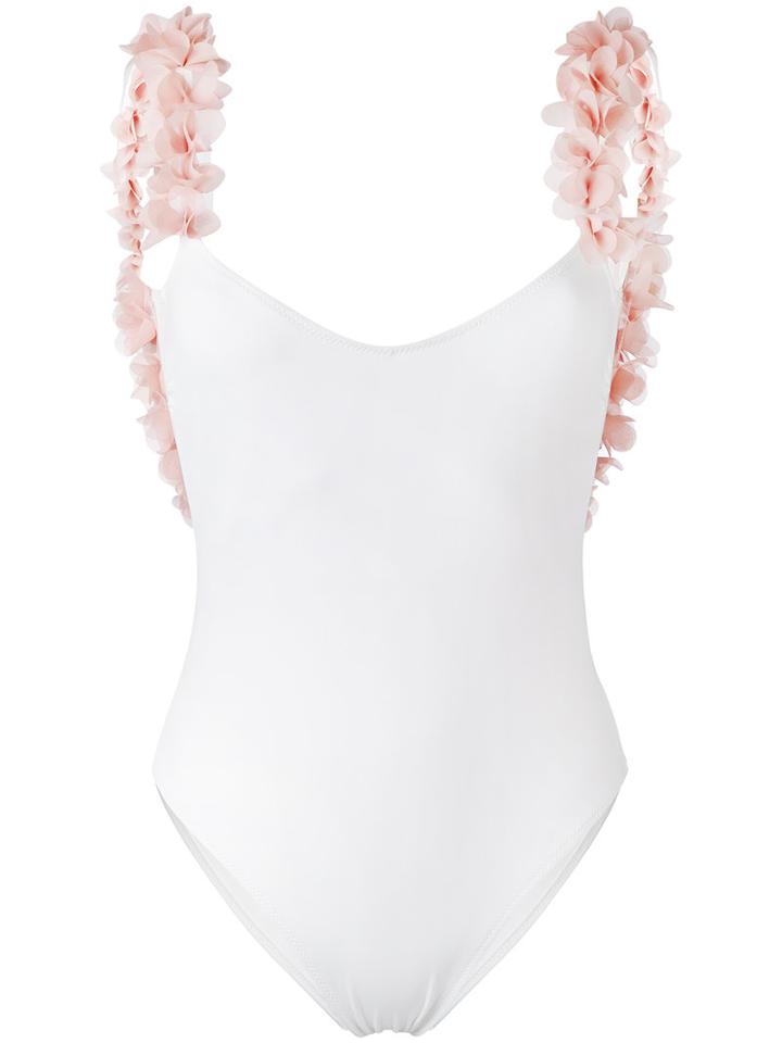 La Reveche - Petals Applique Swimsuit - Women - Polyamide/spandex/elastane - S, White, Polyamide/spandex/elastane