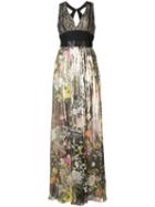 Monique Lhuillier - Pleated Floral Gown - Women - Silk/polyamide/polyester/viscose - 8, Silk/polyamide/polyester/viscose