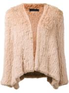 H Brand 'emily' V-neck Coat, Women's, Size: Small, Nude/neutrals, Rabbit Fur