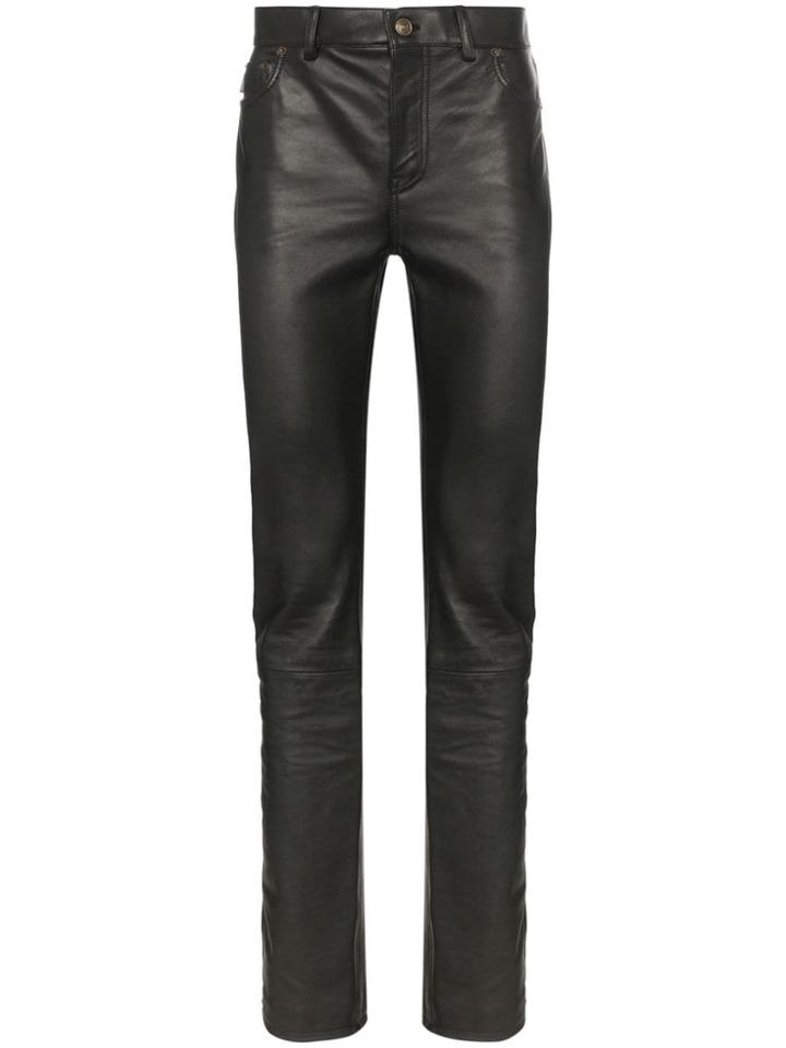 Balenciaga Fitted Leather Trousers - Black