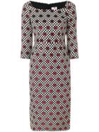 Ultràchic Check And Heart Pattern Midi Dress - Black