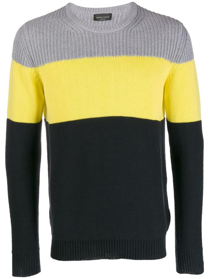 Roberto Collina Knit Colour Block Jumper - Blue