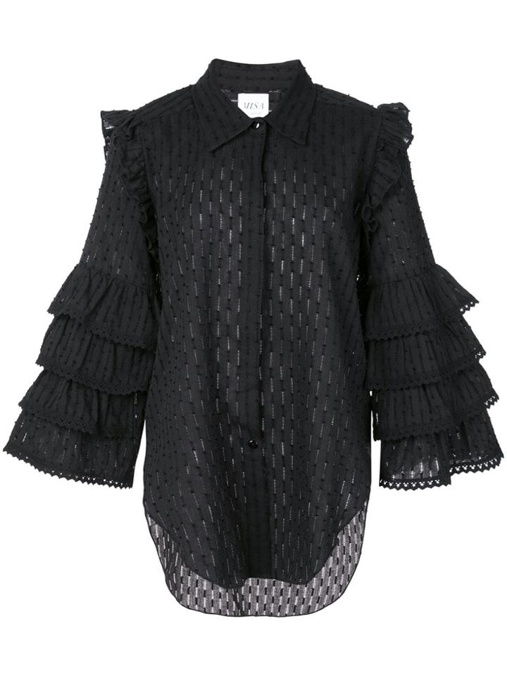 Misa Los Angeles Juana Ruffle Sleeves Shirt - Black