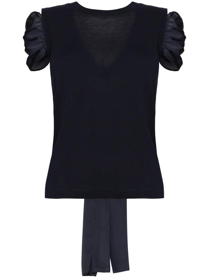 Adeam Tie Back Knitted Top - Blue