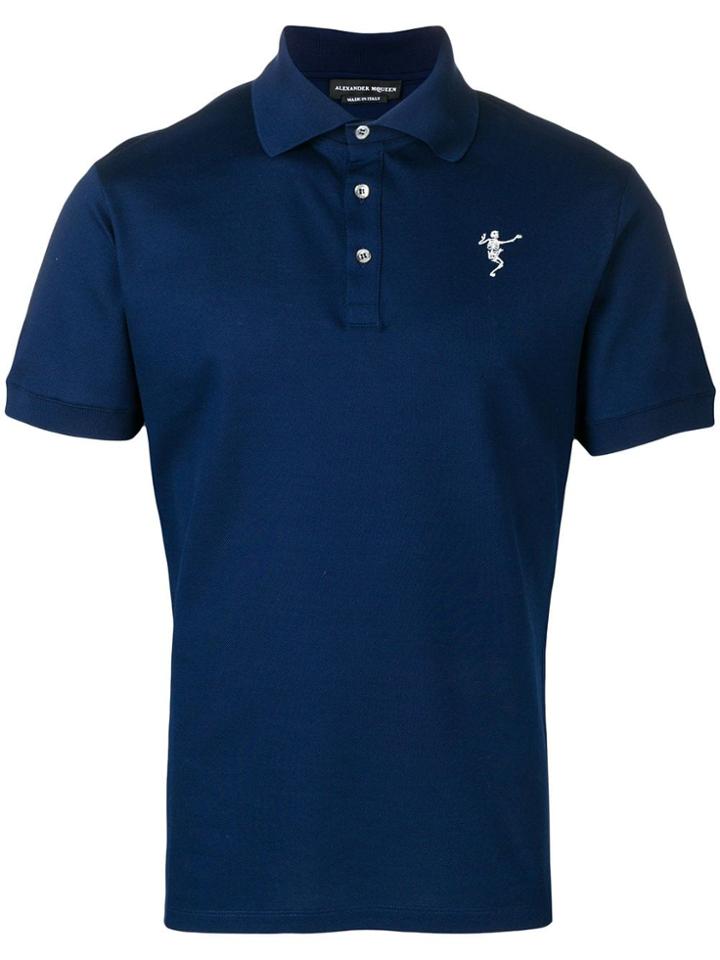 Alexander Mcqueen Dancing Skeleton Polo Shirt - Blue