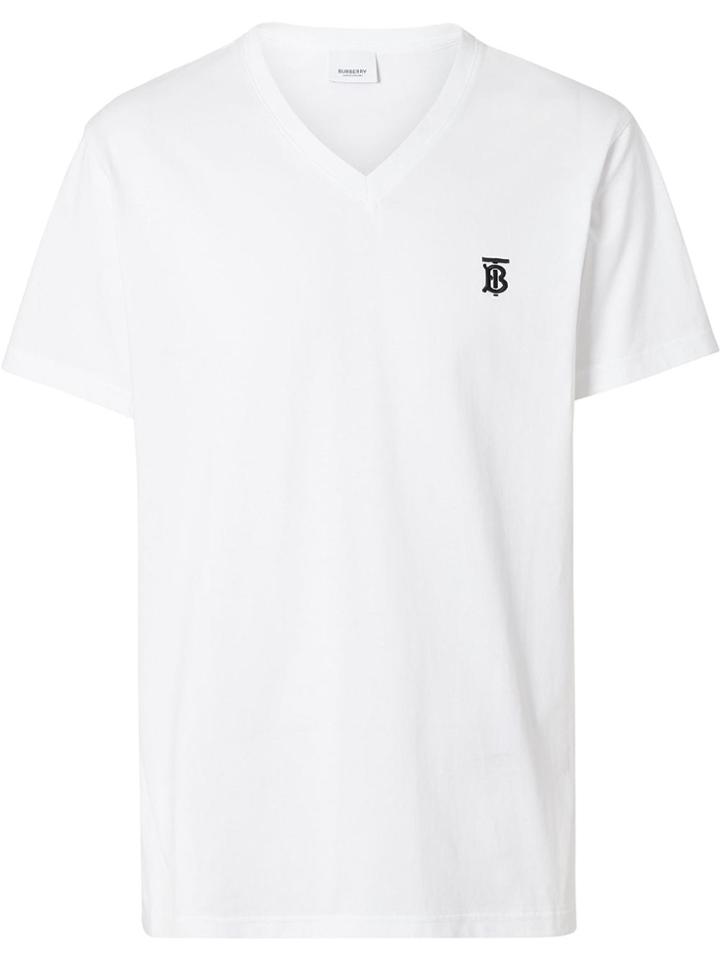 Burberry Monogram Motif V-neck T-shirt - White