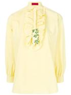 The Gigi Ruffle Bib Shirt - Yellow