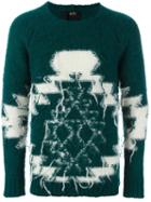No21 Geometric Knitted Sweater, Men's, Size: 50, Green, Nylon/llama/wool/alpaca