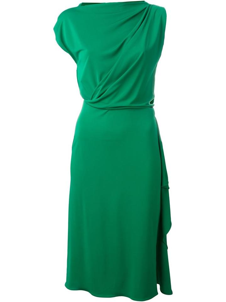 Vionnet Draped Sleeveless Dress, Women's, Size: 40, Green, Viscose