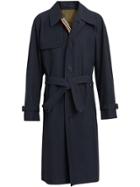 Burberry Heritage Stripe Gabardine Trench Coat - Blue
