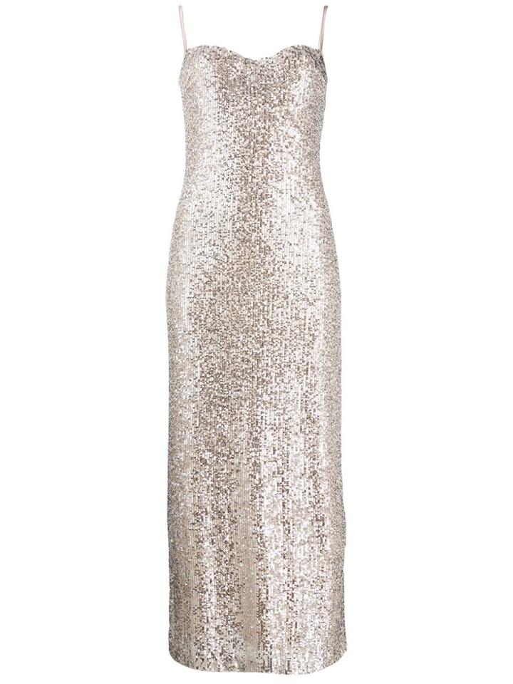Galvan Sequin Fitted Slip Dress - Neutrals