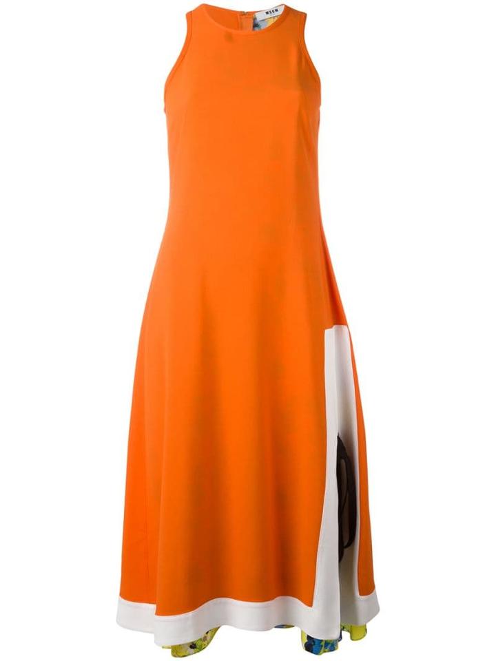 Msgm Flared Sleeveless Dress - Yellow