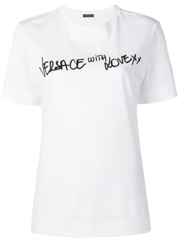 Versace 'with Love' Print T-shirt - White