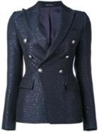 Tagliatore - Contrast Blazer - Women - Cotton/acrylic/polyester/viscose - 40, Blue, Cotton/acrylic/polyester/viscose