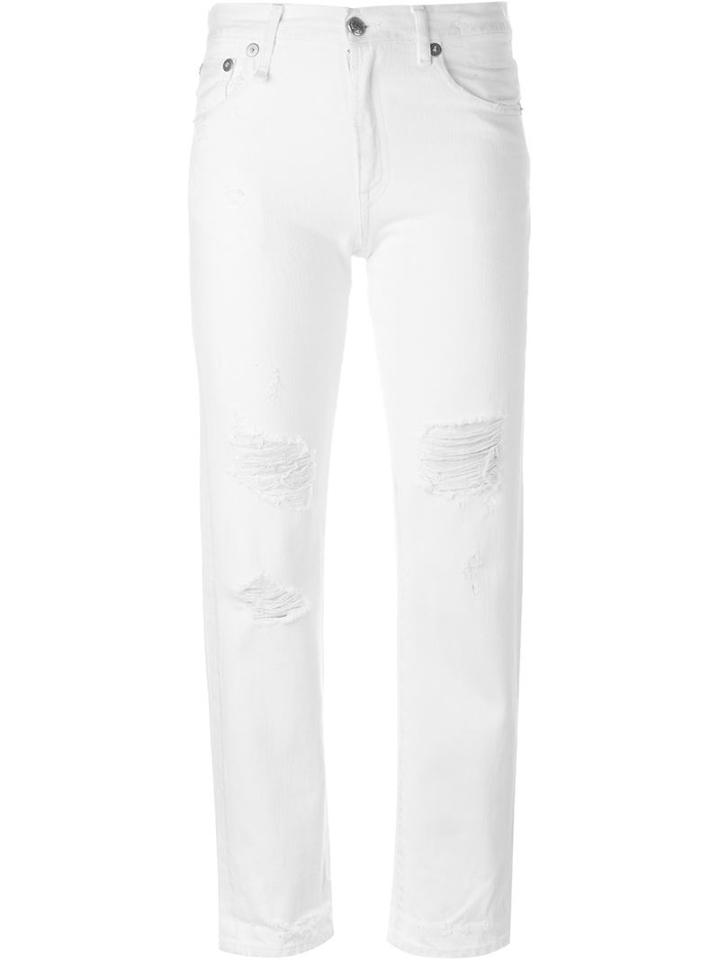 R13 Distressed Skinny Jeans, Women's, Size: 25, White, Cotton