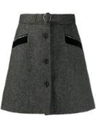 Miu Miu Herringbone Mini Skirt - Black