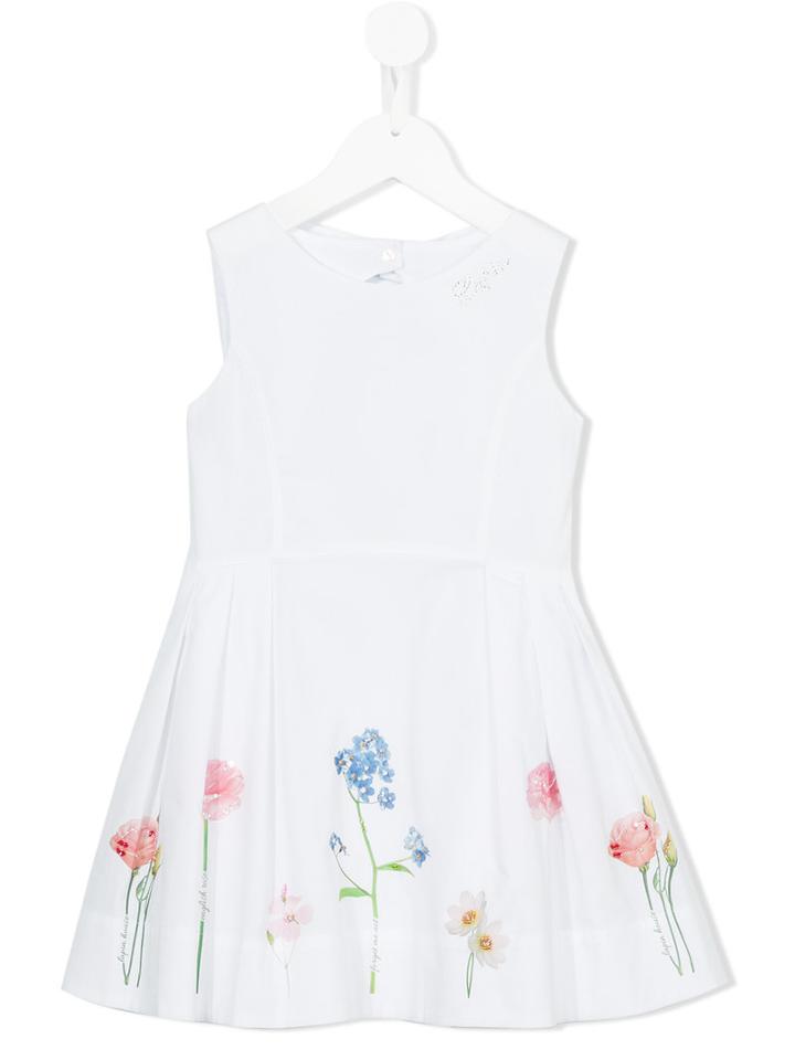 Lapin House Floral Print Flared Dress, Girl's, Size: 10 Yrs, White