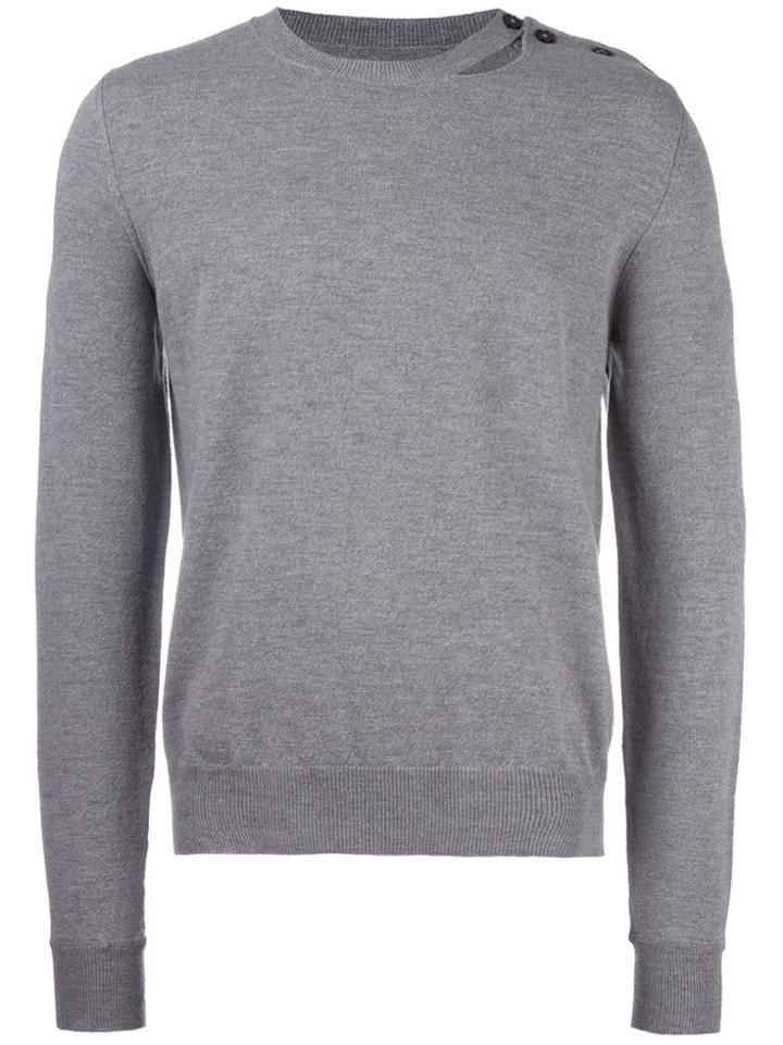 Maison Margiela Slit Detail Crew Neck Jumper - Grey