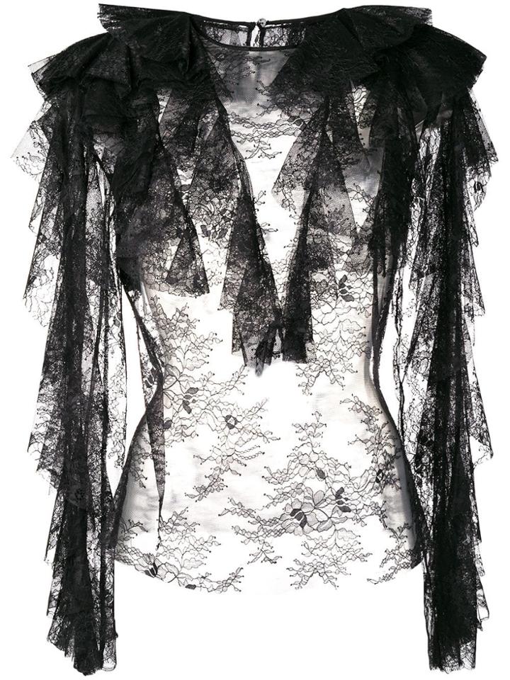 Philosophy Di Lorenzo Serafini Ruffle Lace Top - Black