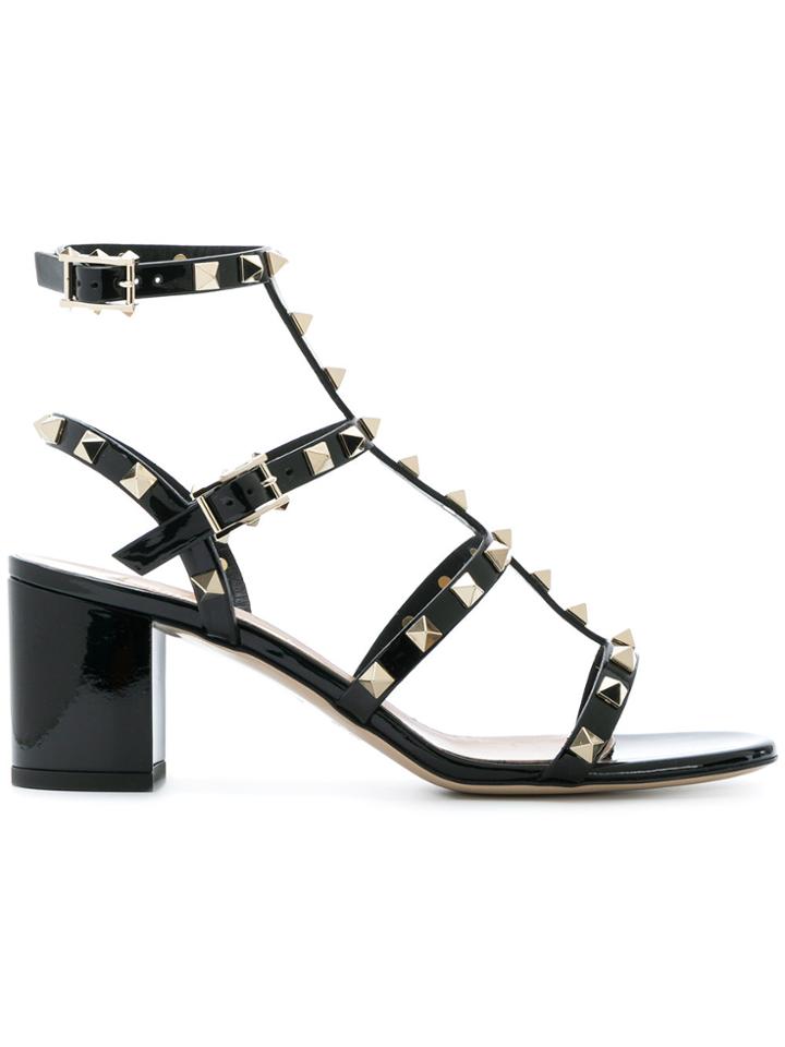 Valentino Rockstud Rolling Sandals - Black