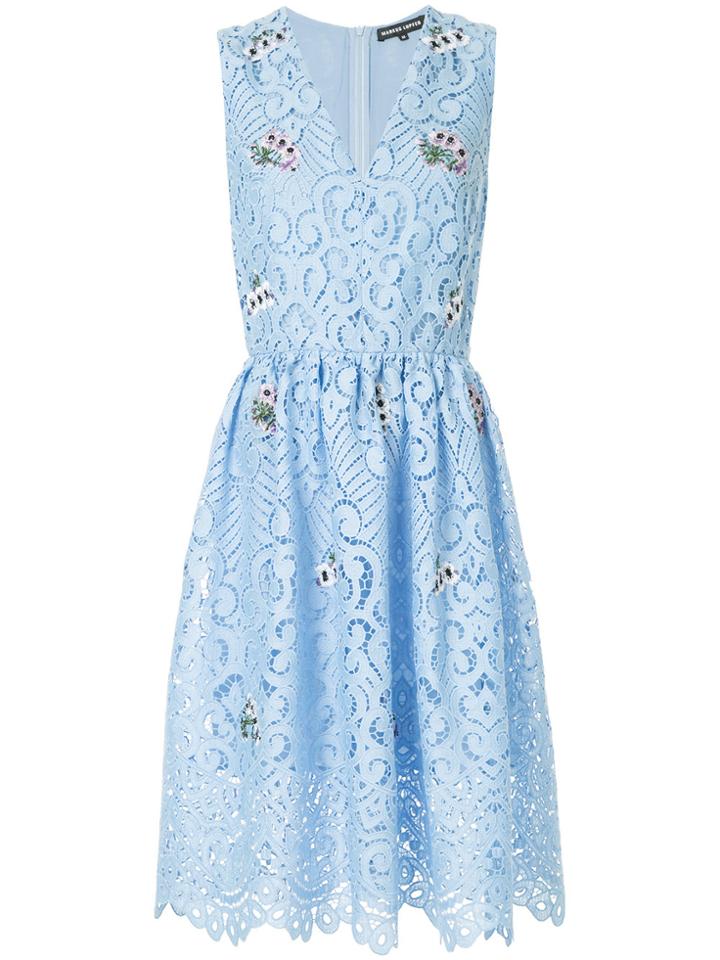 Markus Lupfer Floral Embroidered Lace Dress - Blue